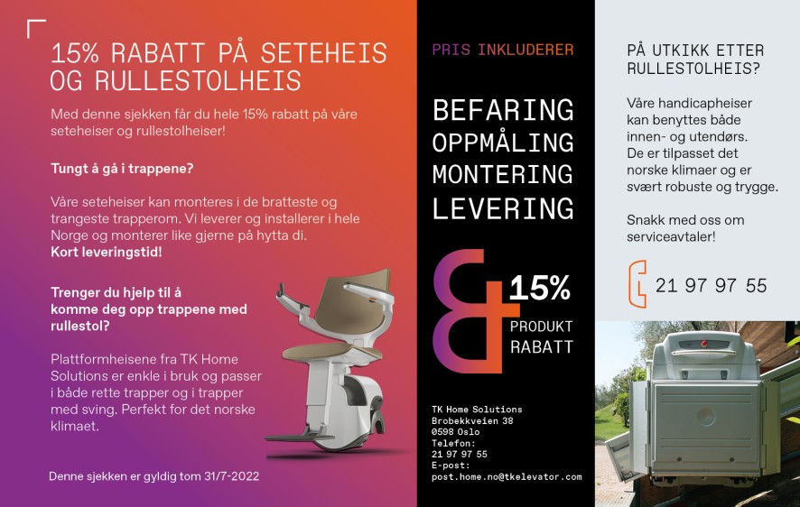 Vedisjekk på seteheis og rullestolheis Vedisjekk på seteheis og rullestolheis